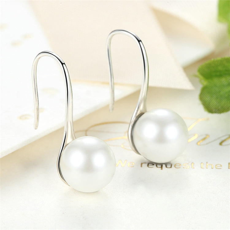 Sterling Silver Elegant Pearl Hook Hypoallergenic Earrings