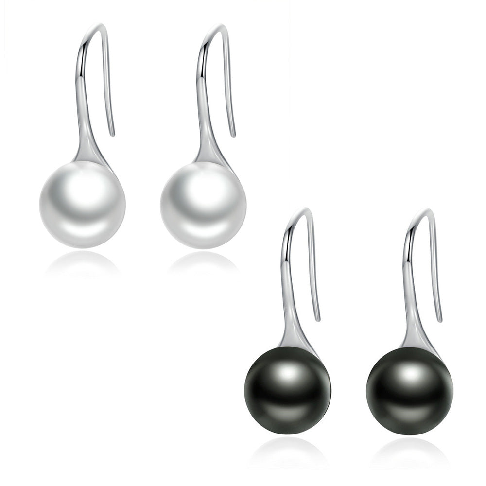 Sterling Silver Elegant Pearl Hook Hypoallergenic Earrings