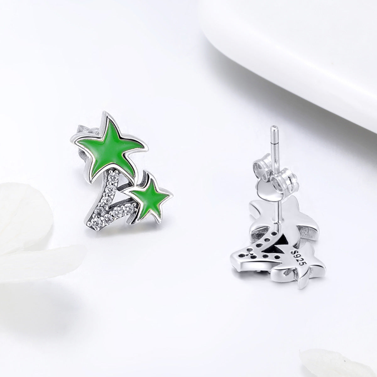 Sterling Silver Palm Tree Stud Hypoallergenic Earrings