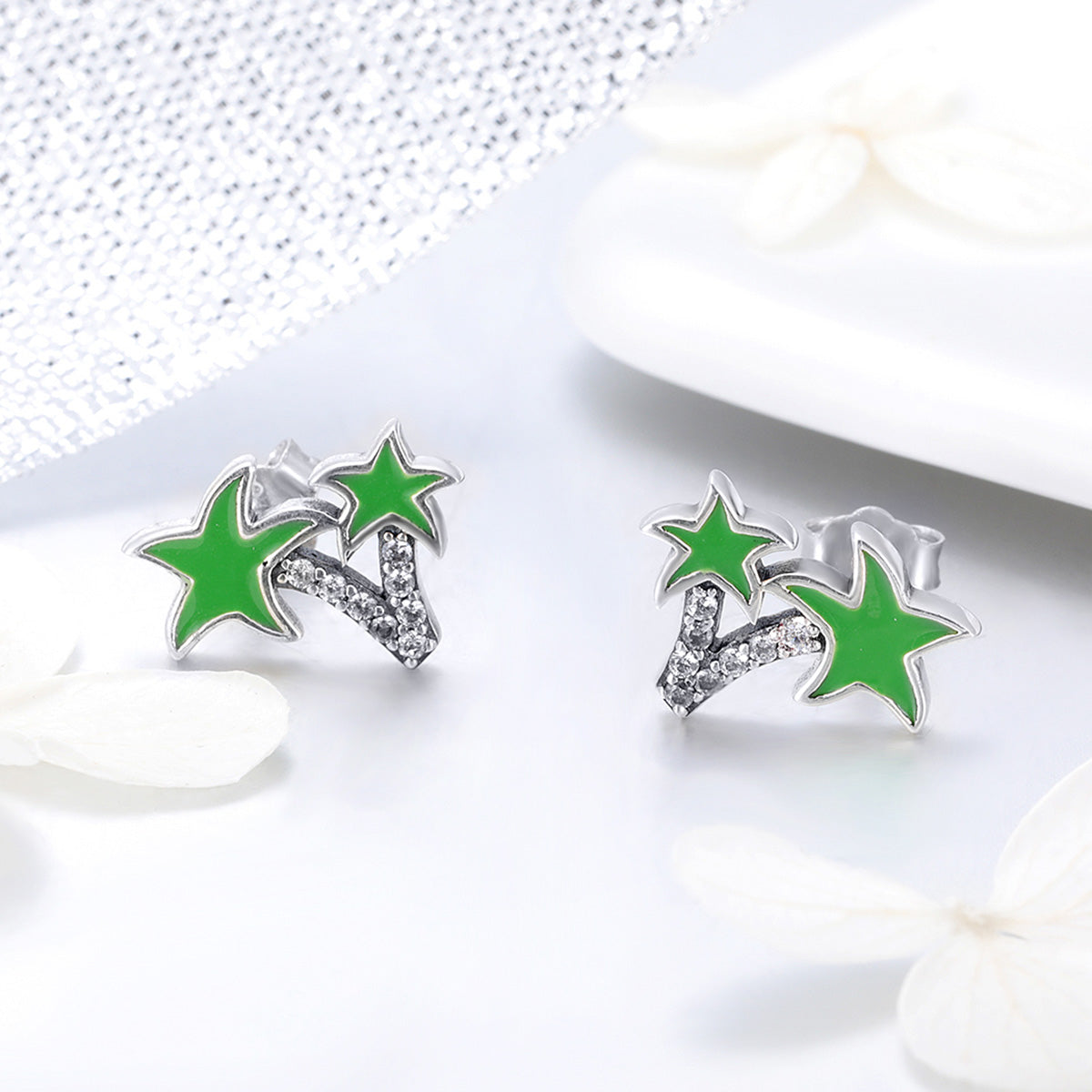 Sterling Silver Palm Tree Stud Hypoallergenic Earrings