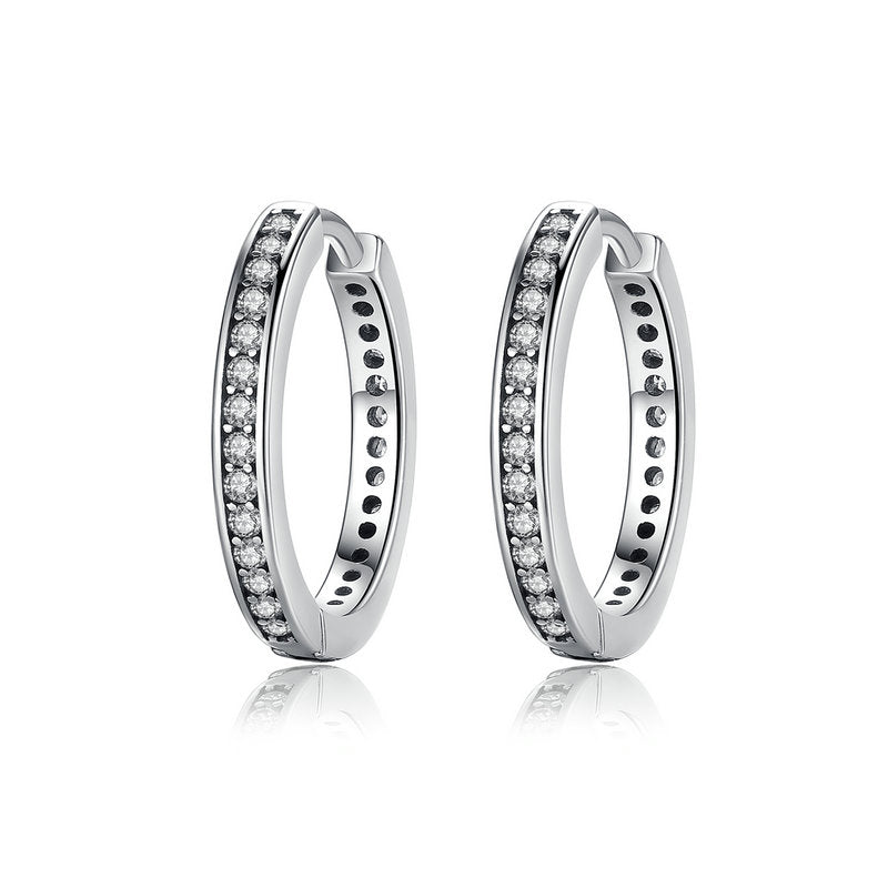 Sterling Silver Bright Circle Huggie Hypoallergenic Earrings