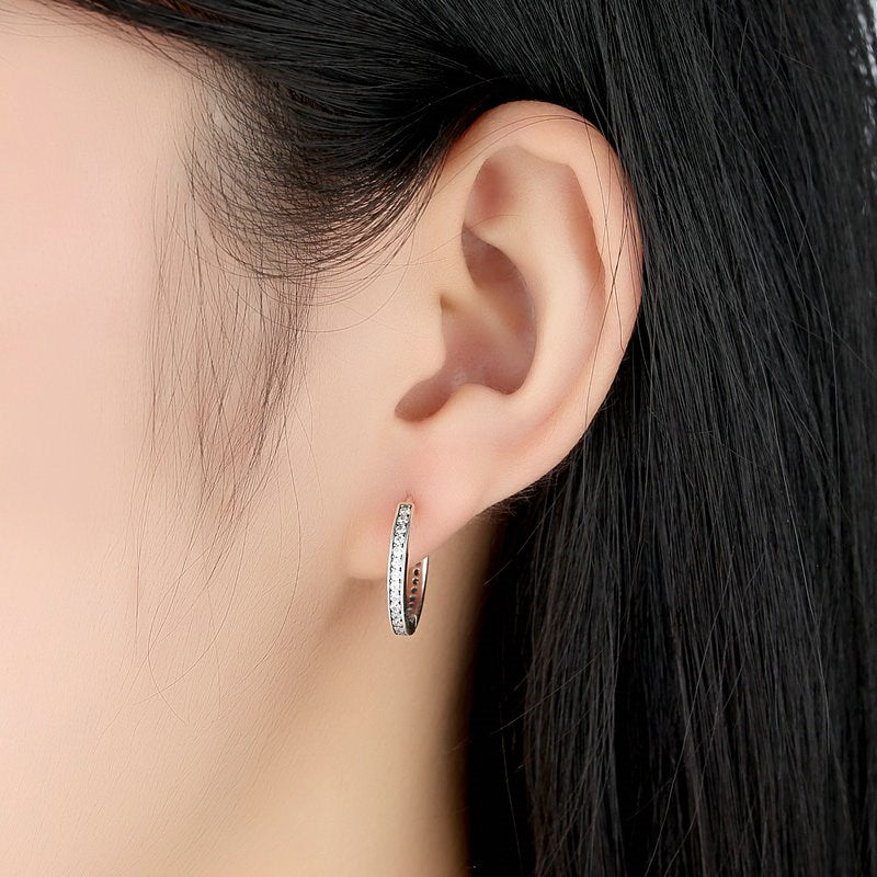 Sterling Silver Bright Circle Huggie Hypoallergenic Earrings