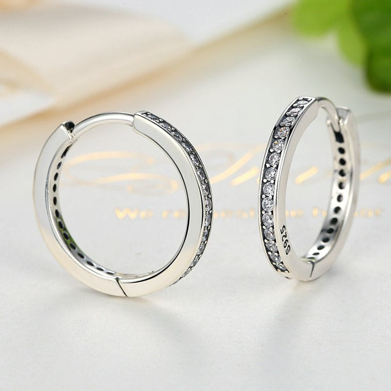 Sterling Silver Bright Circle Huggie Hypoallergenic Earrings