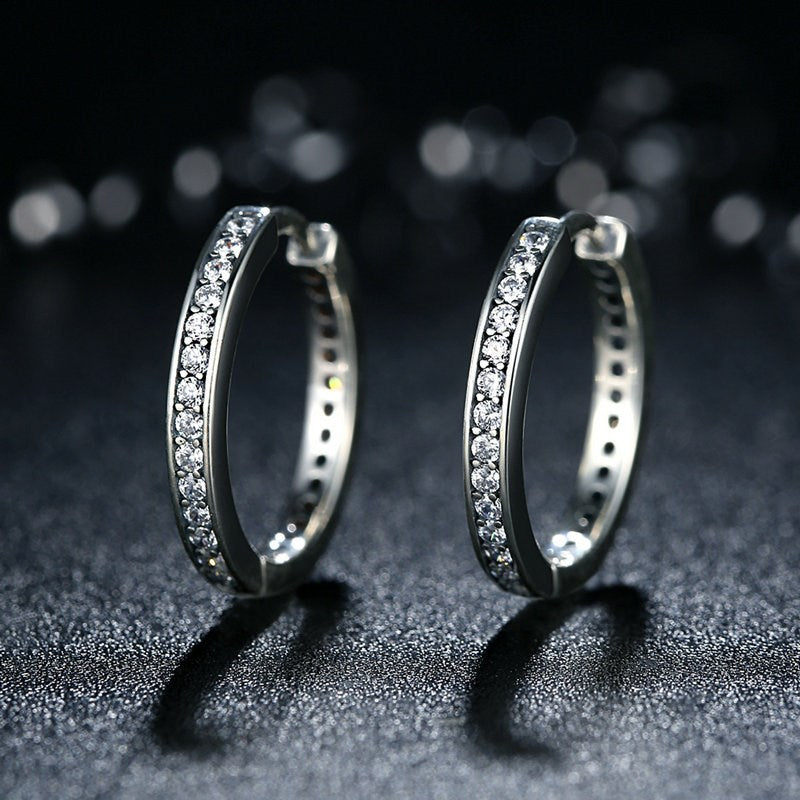 Sterling Silver Bright Circle Huggie Hypoallergenic Earrings