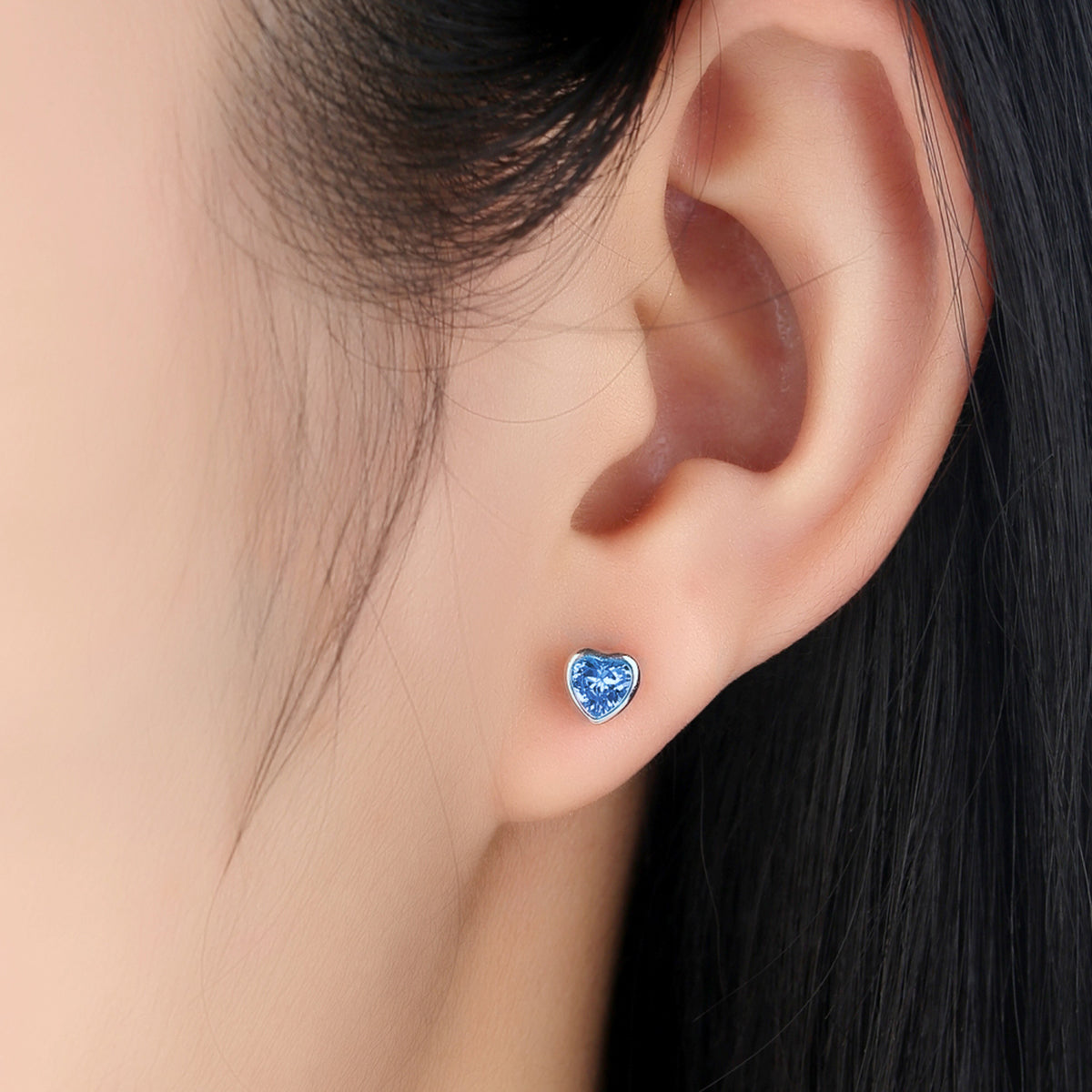 Sterling Silver Simple Love Heart Stud Hypoallergenic Earrings