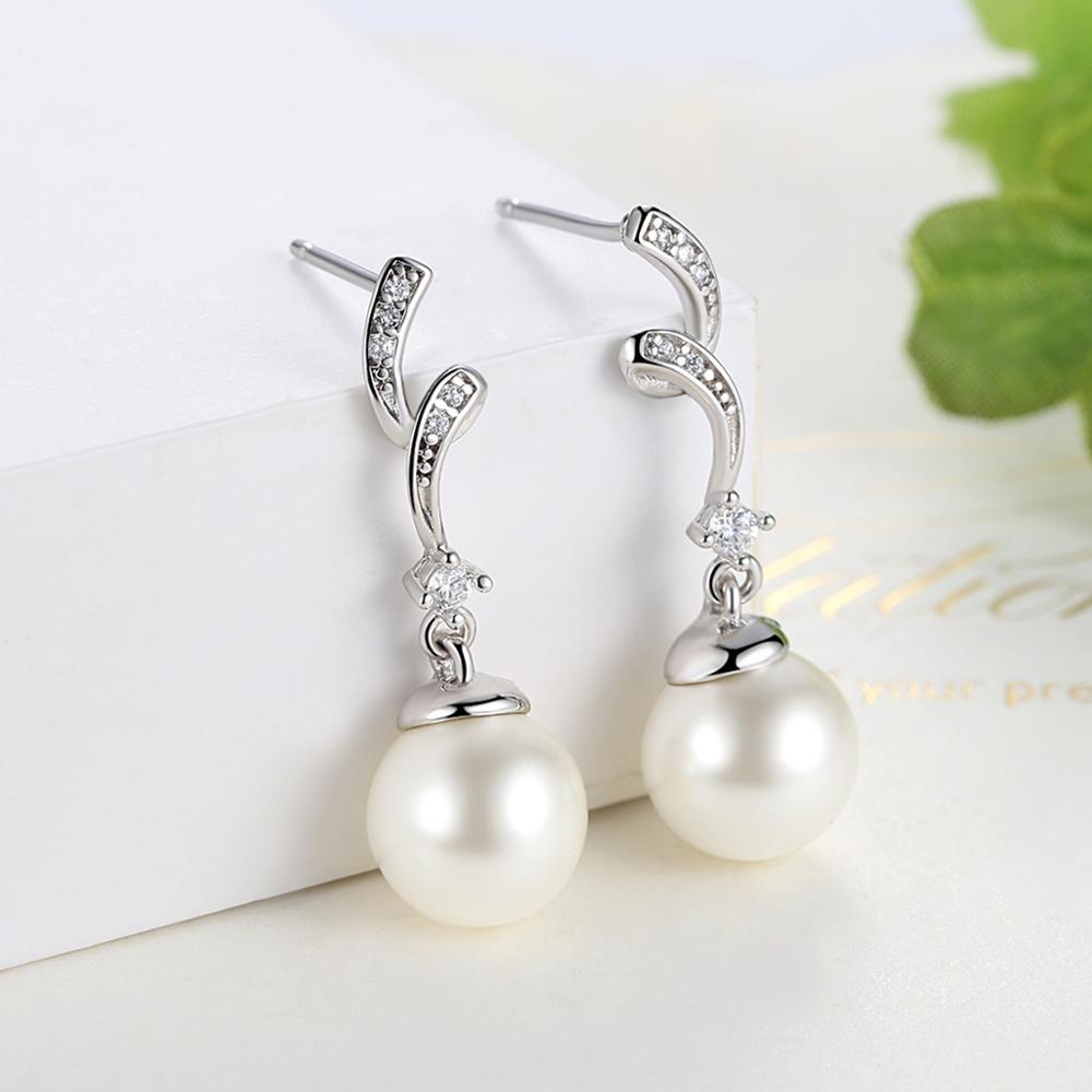 Sterling Silver Stylish Pearl Stud Hypoallergenic Earrings