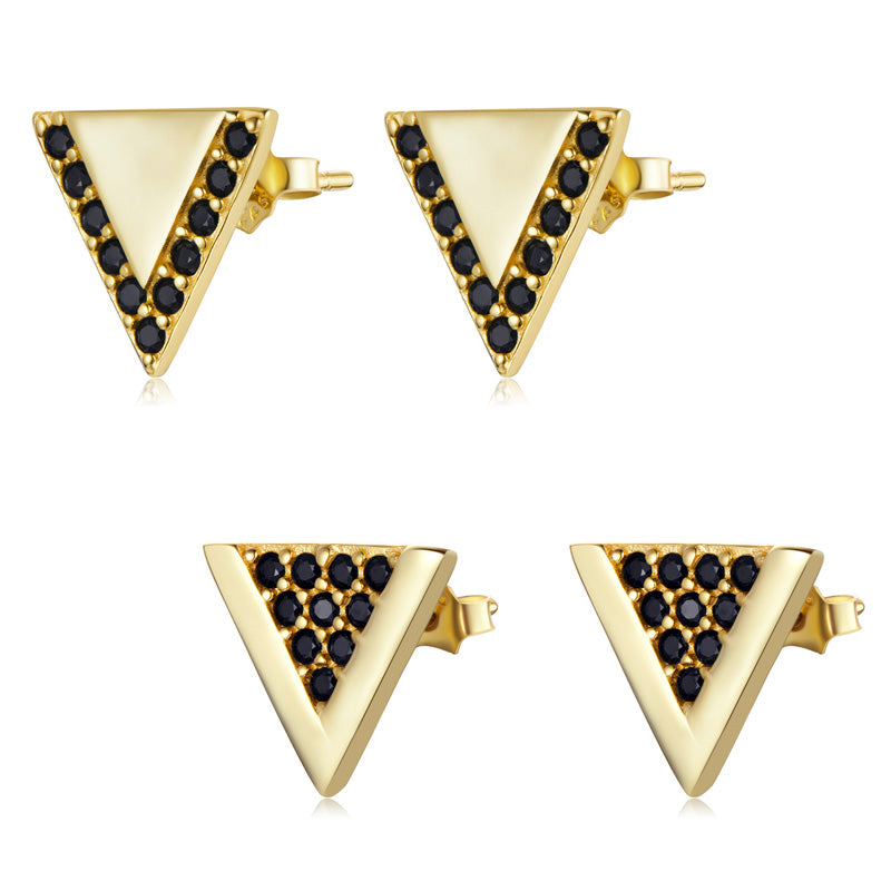 Sterling Silver Vintage Triangle Stud Hypoallergenic Earrings