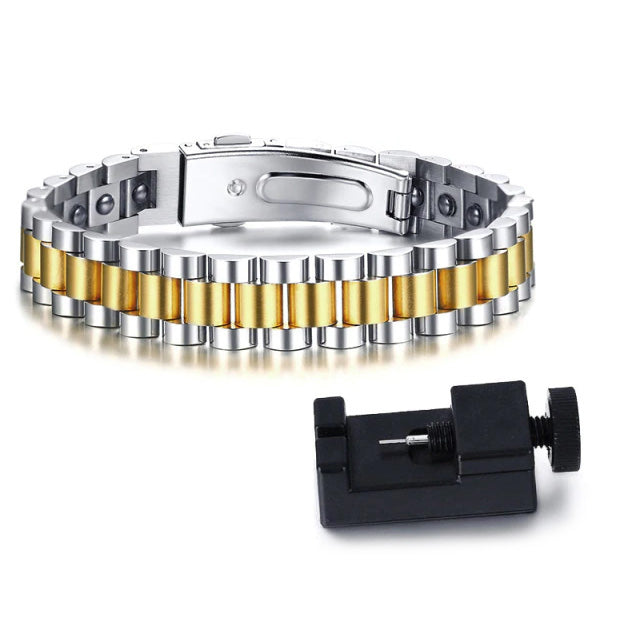 Stainless Steel Black Hematite Therapy Bracelet