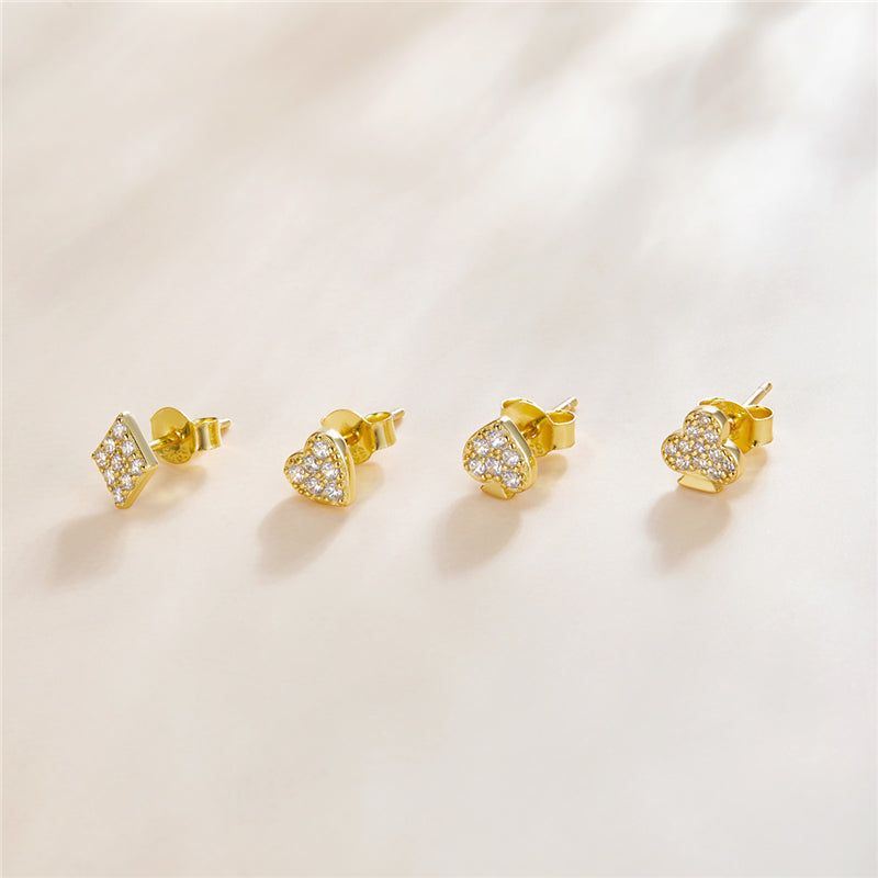 Sterling Silver Card Player Lover Stud Hypoallergenic Earrings (Single)