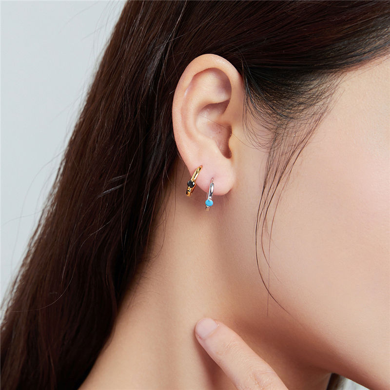 Sterling Silver Delicate Cubic Zirconia Huggie Hypoallergenic Earrings