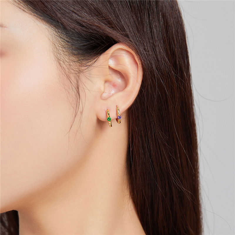 Sterling Silver Delicate Cubic Zirconia Huggie Hypoallergenic Earrings
