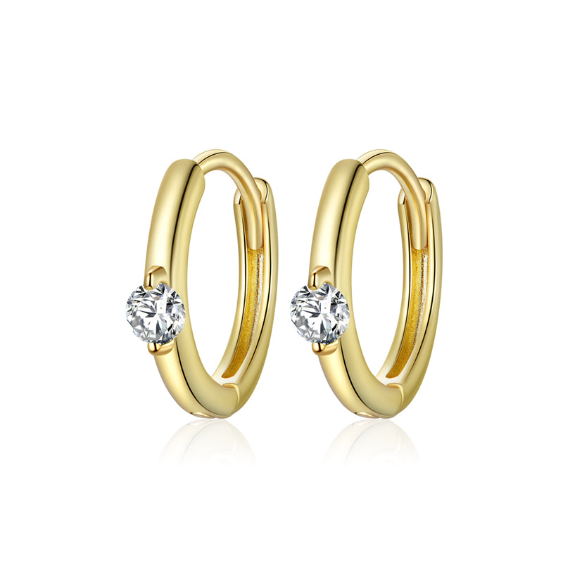 Sterling Silver Delicate Cubic Zirconia Huggie Hypoallergenic Earrings