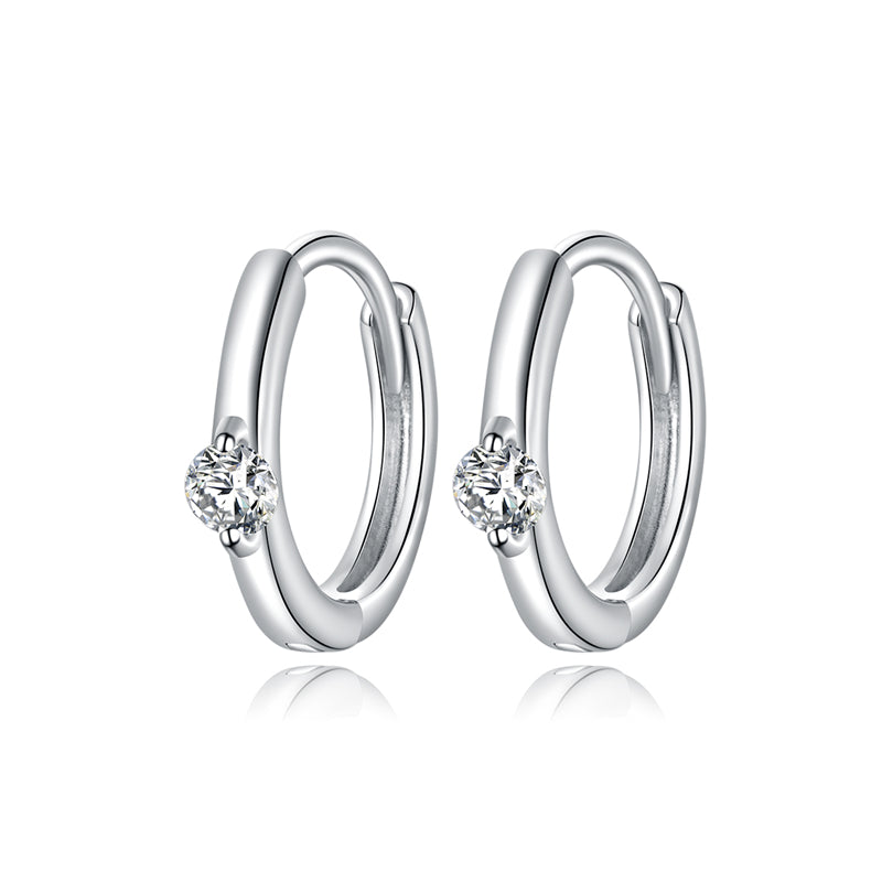 Sterling Silver Delicate Cubic Zirconia Huggie Hypoallergenic Earrings