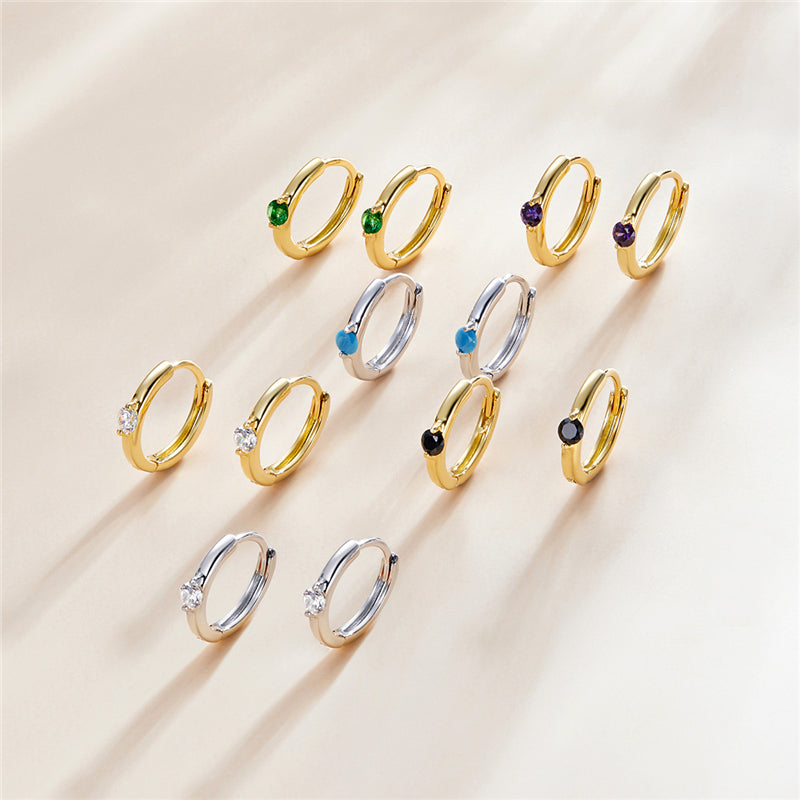 Sterling Silver Delicate Cubic Zirconia Huggie Hypoallergenic Earrings