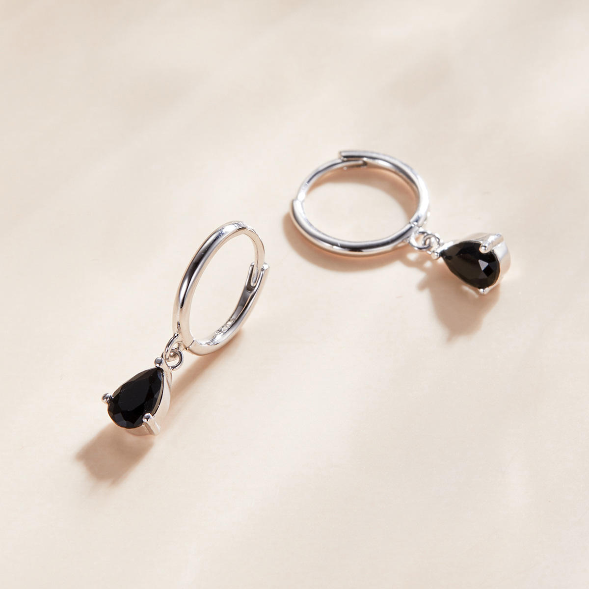 Sterling Silver Shiny Water Drop Huggie Hypoallergenic Earrings