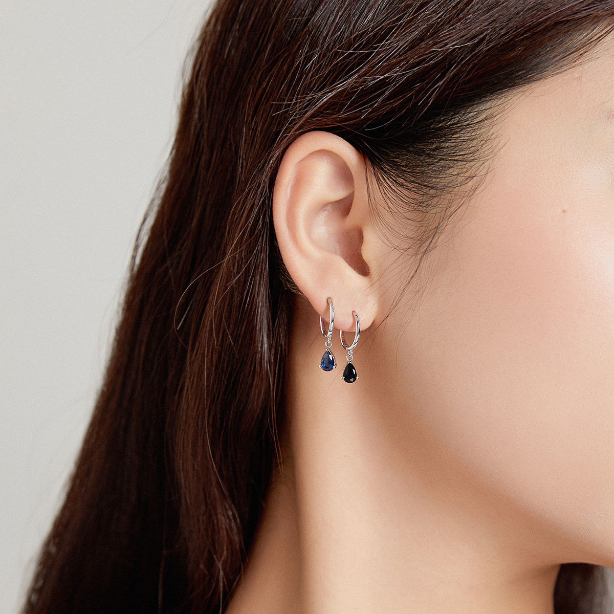 Sterling Silver Shiny Water Drop Huggie Hypoallergenic Earrings