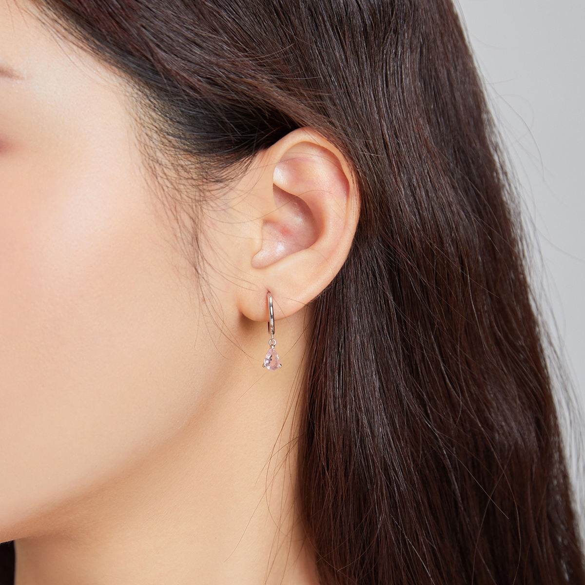 Sterling Silver Shiny Water Drop Huggie Hypoallergenic Earrings