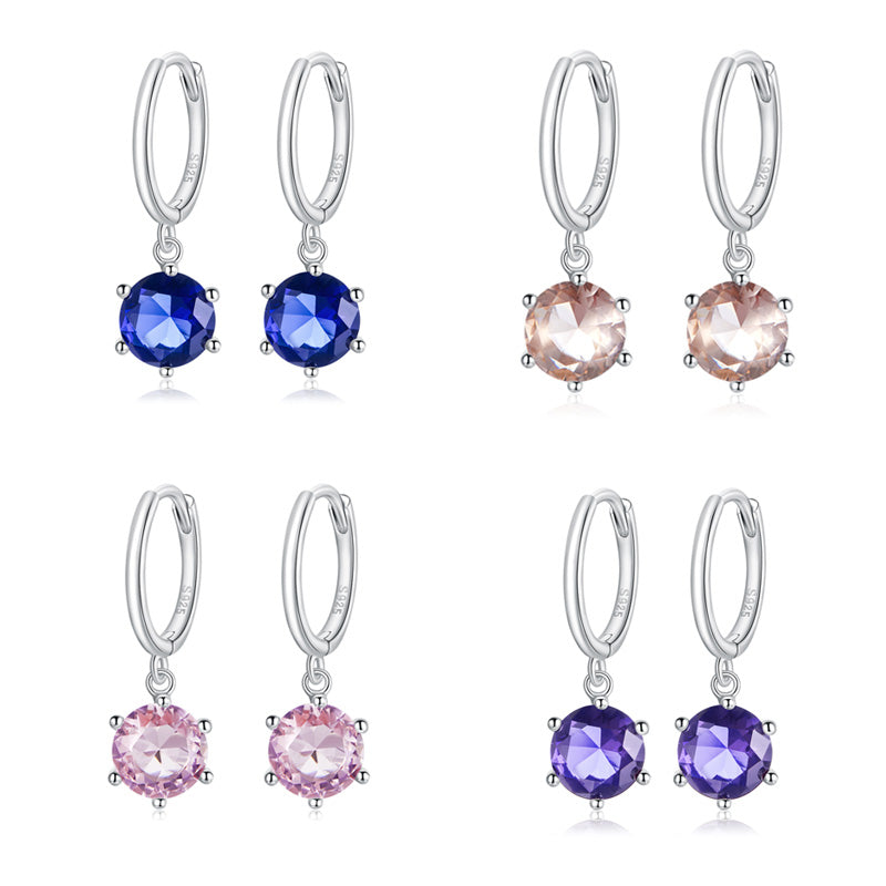 Sterling Silver Shiny Circle Drop Huggie Hypoallergenic Earrings