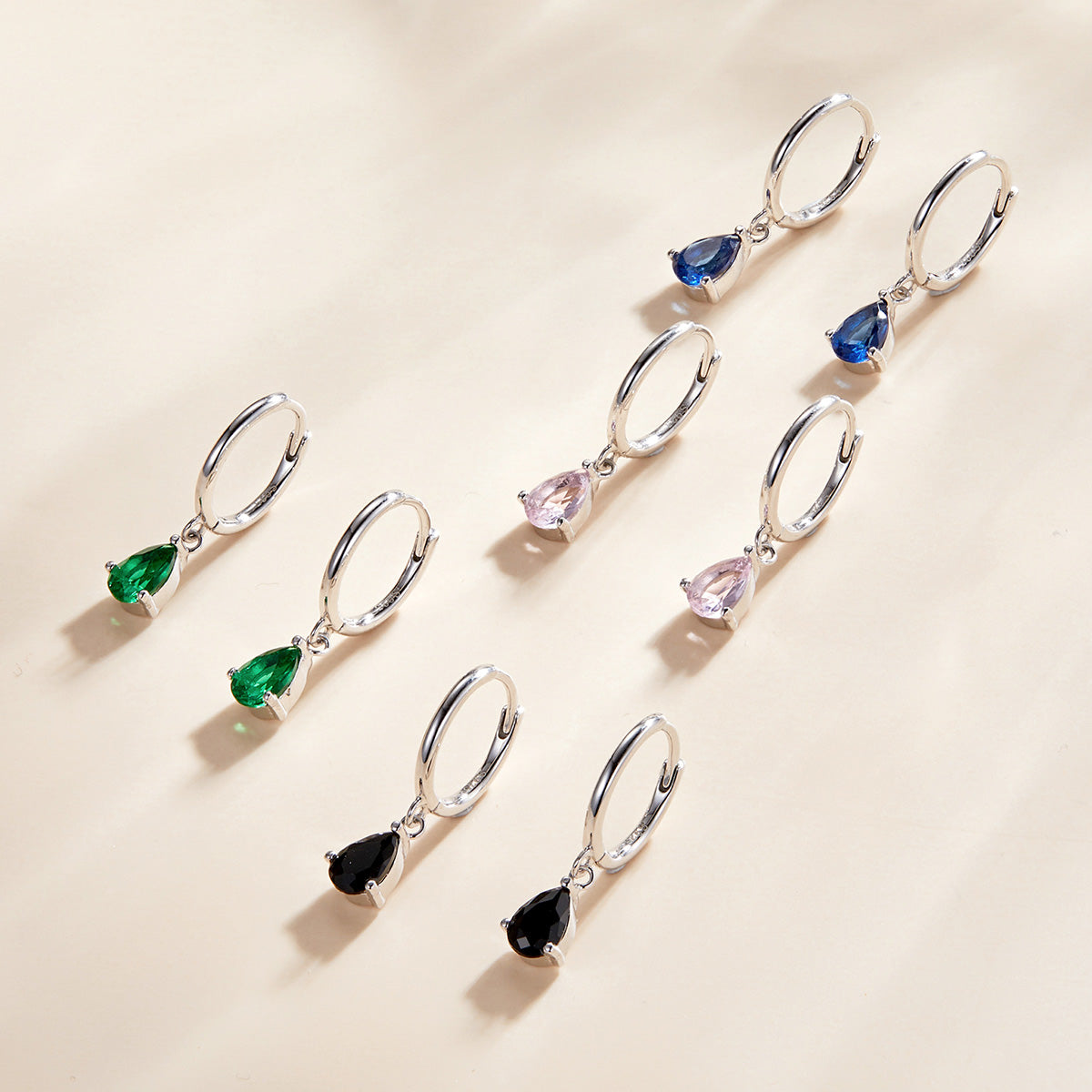 Sterling Silver Shiny Water Drop Huggie Hypoallergenic Earrings