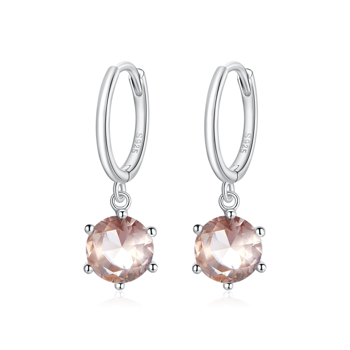 Sterling Silver Shiny Circle Drop Huggie Hypoallergenic Earrings