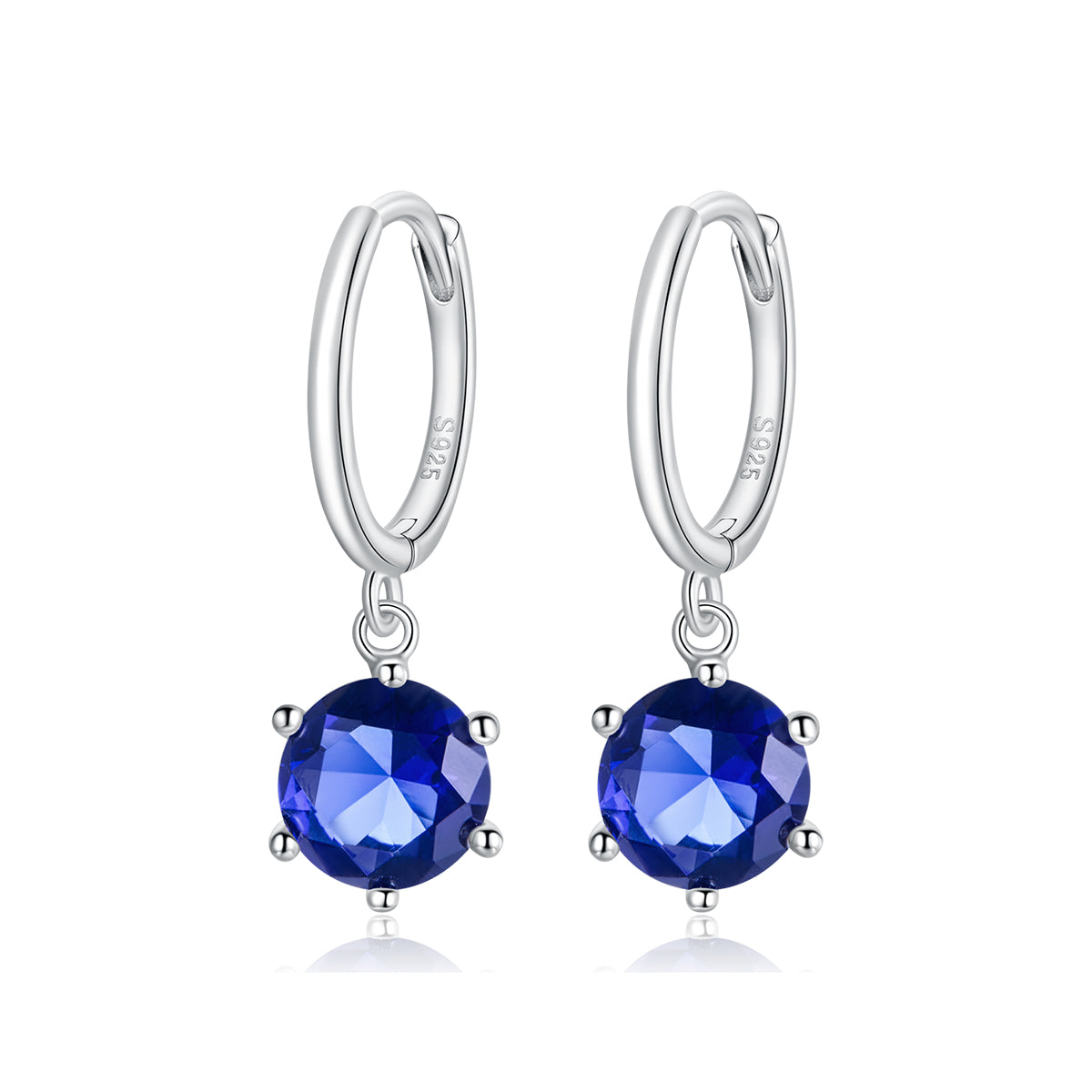 Sterling Silver Shiny Circle Drop Huggie Hypoallergenic Earrings