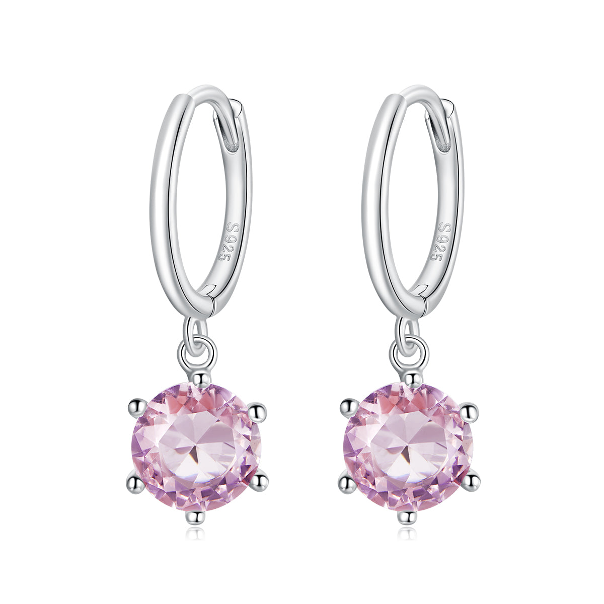 Sterling Silver Shiny Circle Drop Huggie Hypoallergenic Earrings