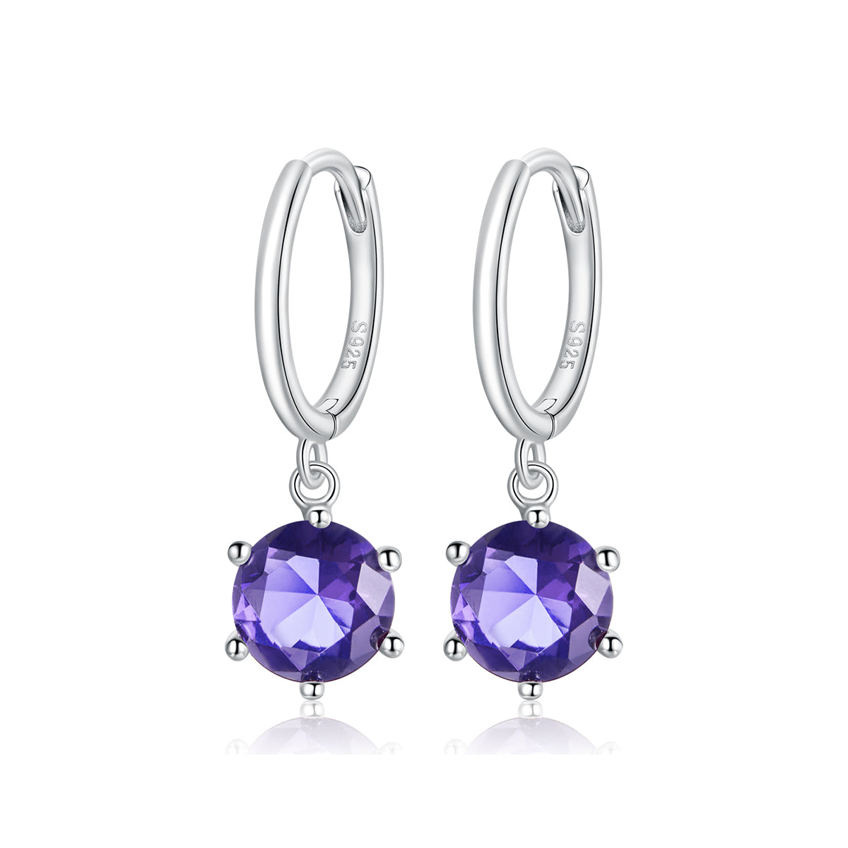 Sterling Silver Shiny Circle Drop Huggie Hypoallergenic Earrings