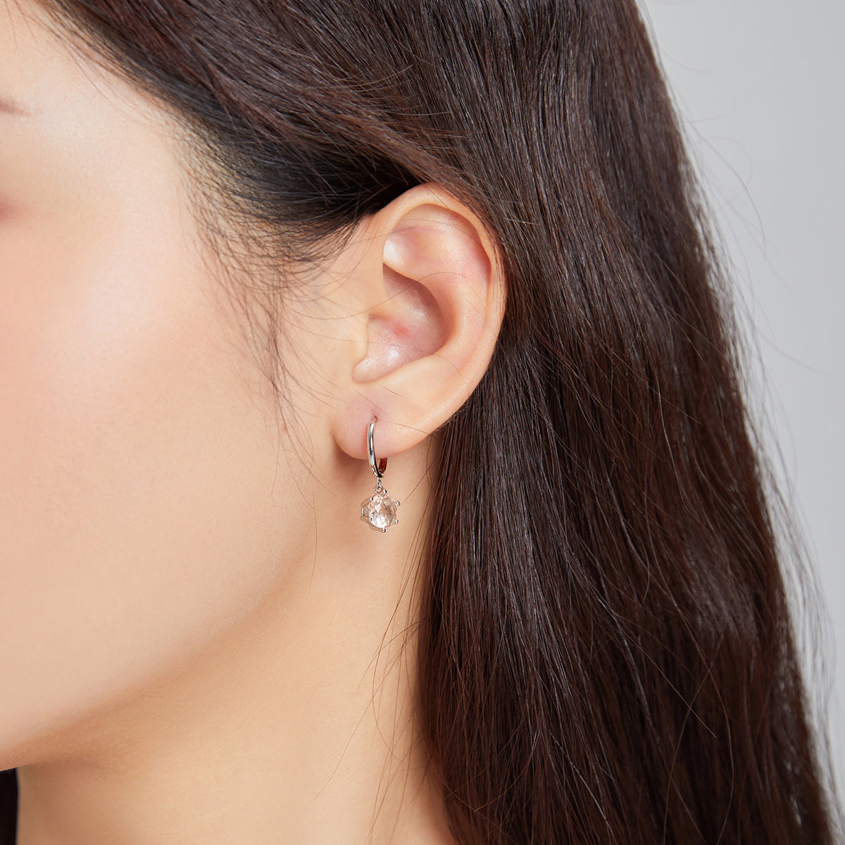 Sterling Silver Shiny Circle Drop Huggie Hypoallergenic Earrings