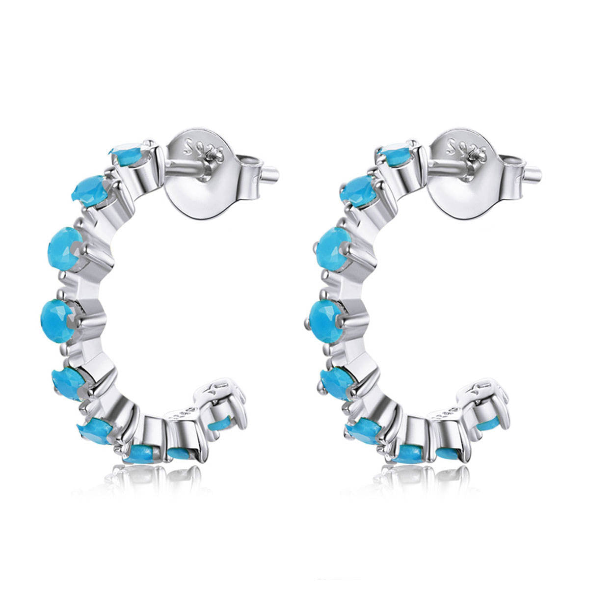 Sterling Silver Semi Circle Stud Hypoallergenic Earrings