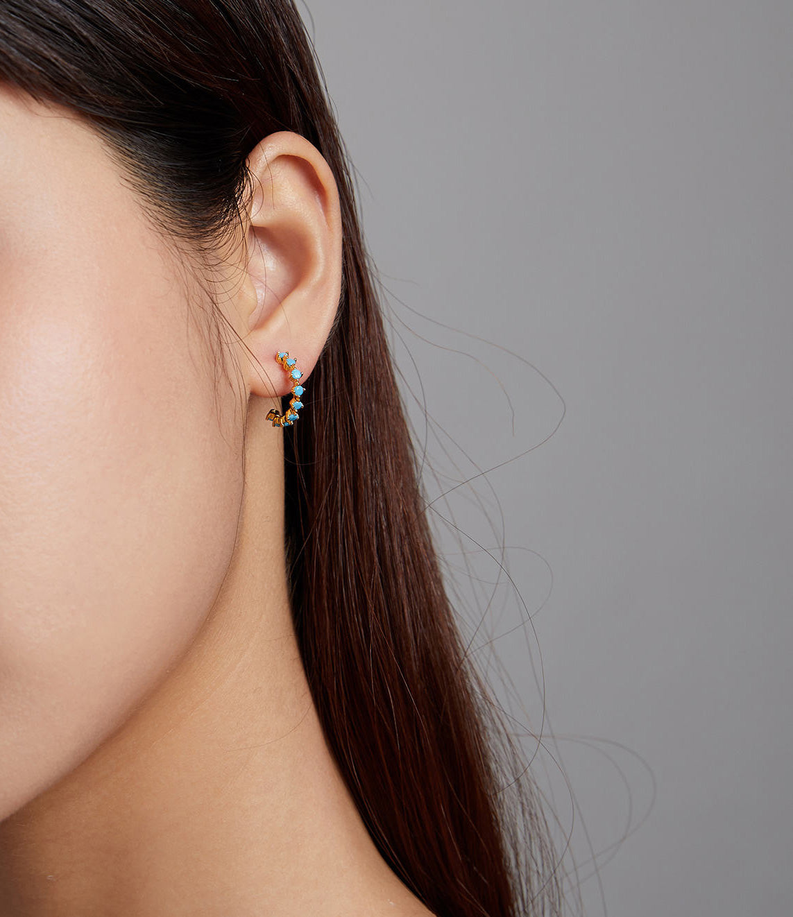 Sterling Silver Semi Circle Stud Hypoallergenic Earrings