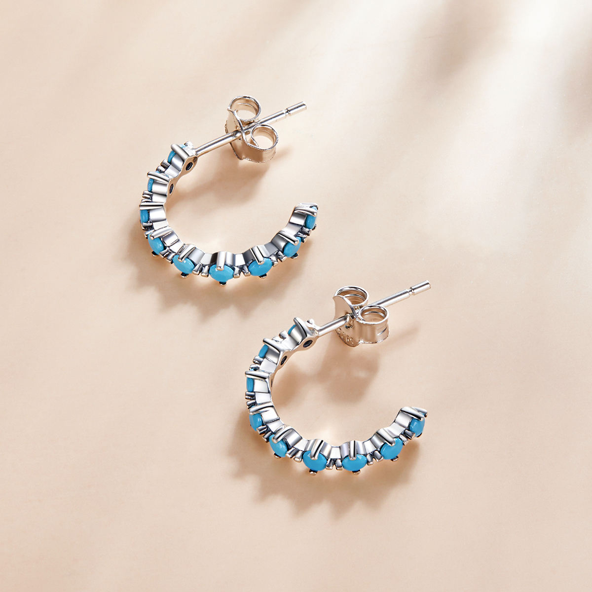 Sterling Silver Semi Circle Stud Hypoallergenic Earrings
