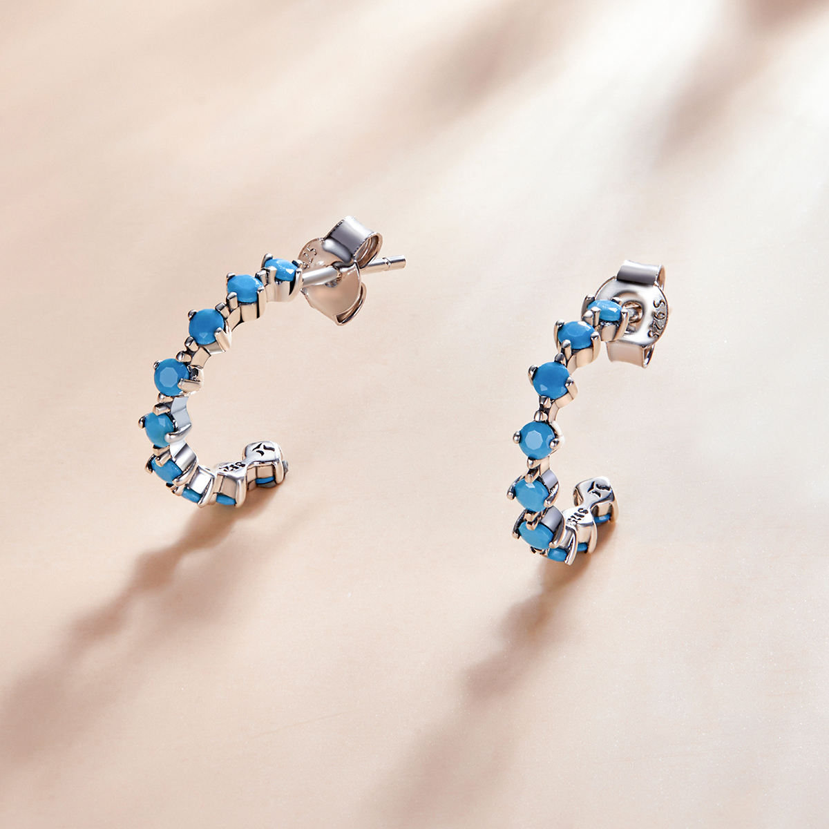 Sterling Silver Semi Circle Stud Hypoallergenic Earrings