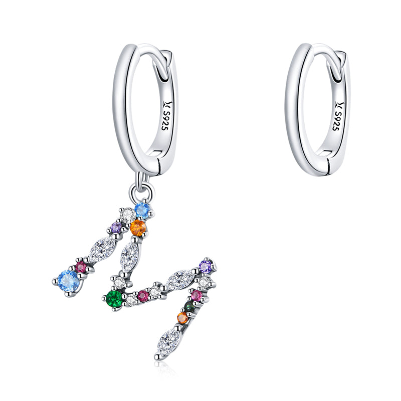 Sterling Silver Fashion Letter Drop Huggie Hypoallergenic Earrings