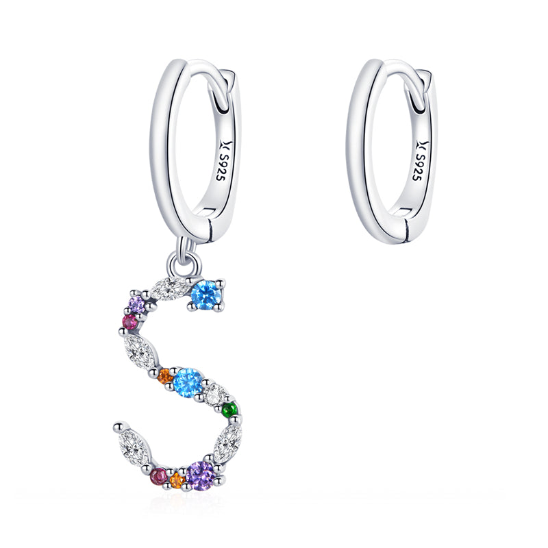 Sterling Silver Fashion Letter Drop Huggie Hypoallergenic Earrings