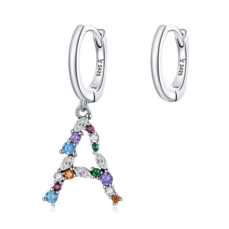 Sterling Silver Fashion Letter Drop Huggie Hypoallergenic Earrings