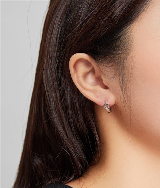 Sterling Silver Simple Crown Huggie Hypoallergenic Earrings