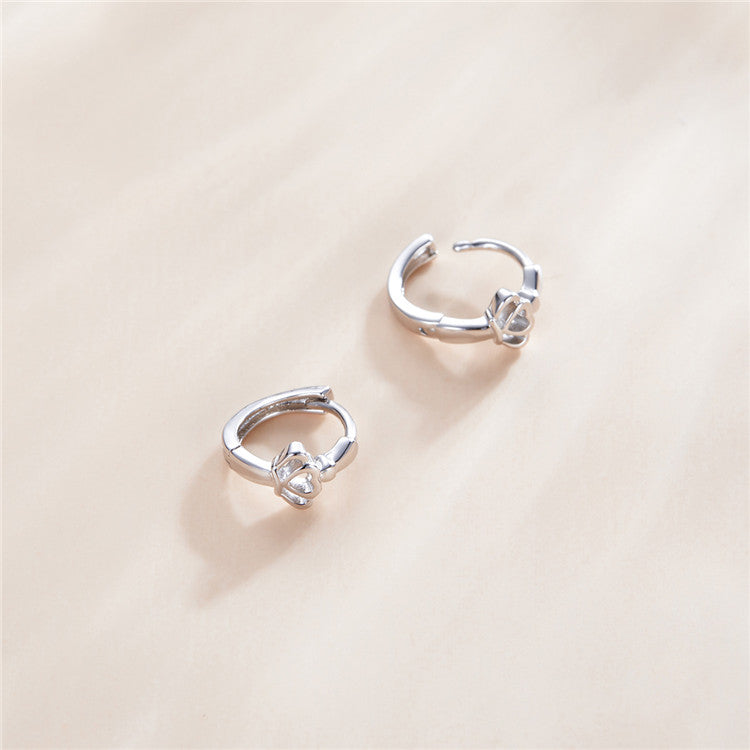 Sterling Silver Simple Crown Huggie Hypoallergenic Earrings