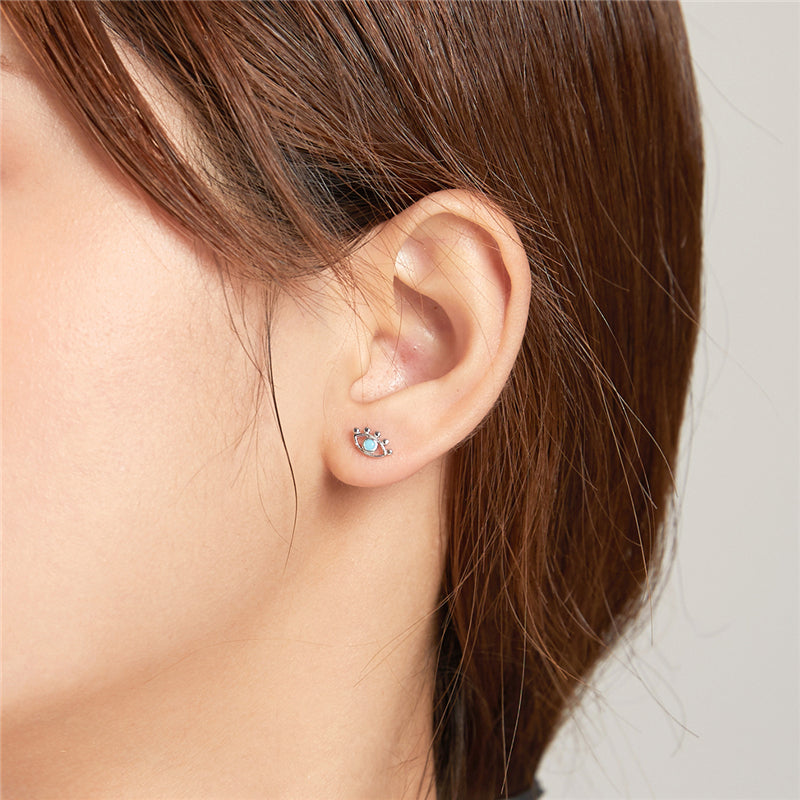 Sterling Silver Eye & Lightning Bolt Screw Stud Hypoallergenic Earrings