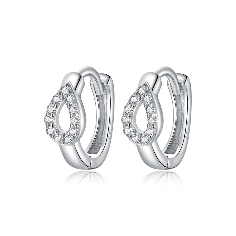 Sterling Silver Teardrop Huggie Hypoallergenic Earrings