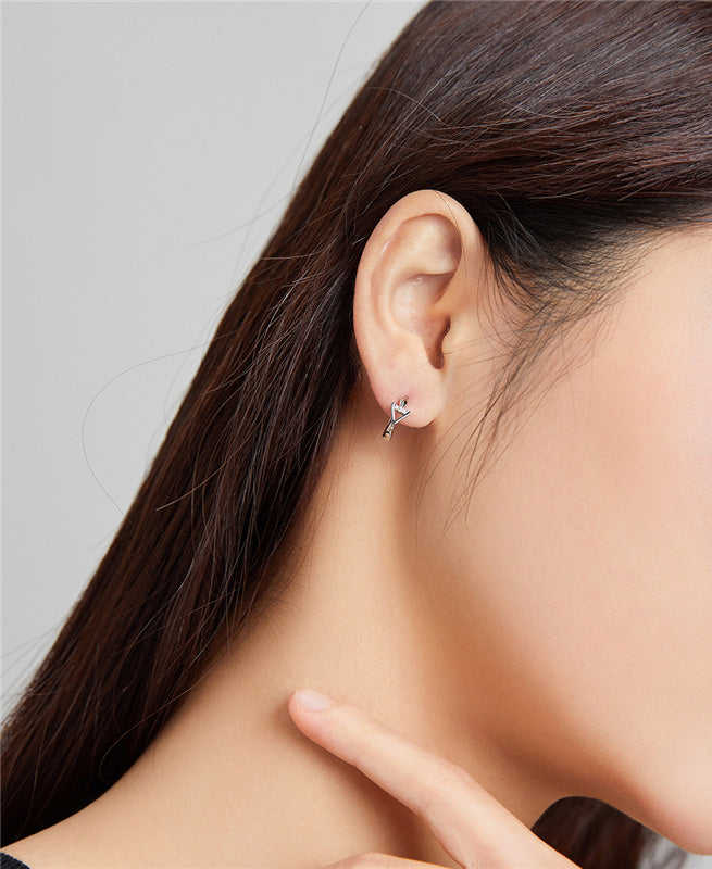 Sterling Silver Triangle Huggie Hypoallergenic Earrings