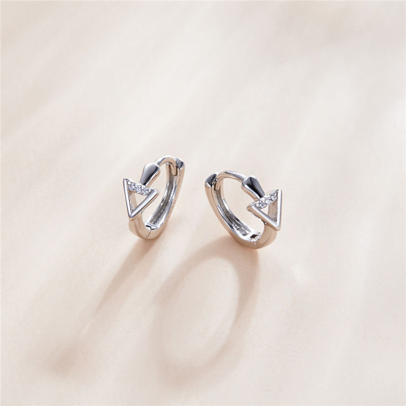 Sterling Silver Triangle Huggie Hypoallergenic Earrings