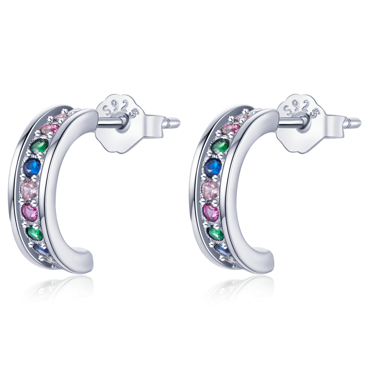 Sterling Silver Semicircle Stud Hypoallergenic Earrings