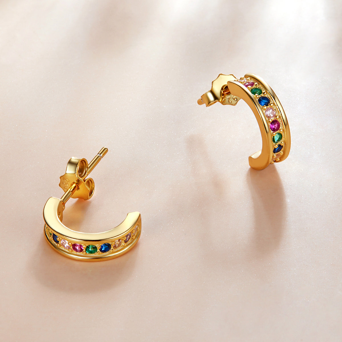 Sterling Silver Semicircle Stud Hypoallergenic Earrings