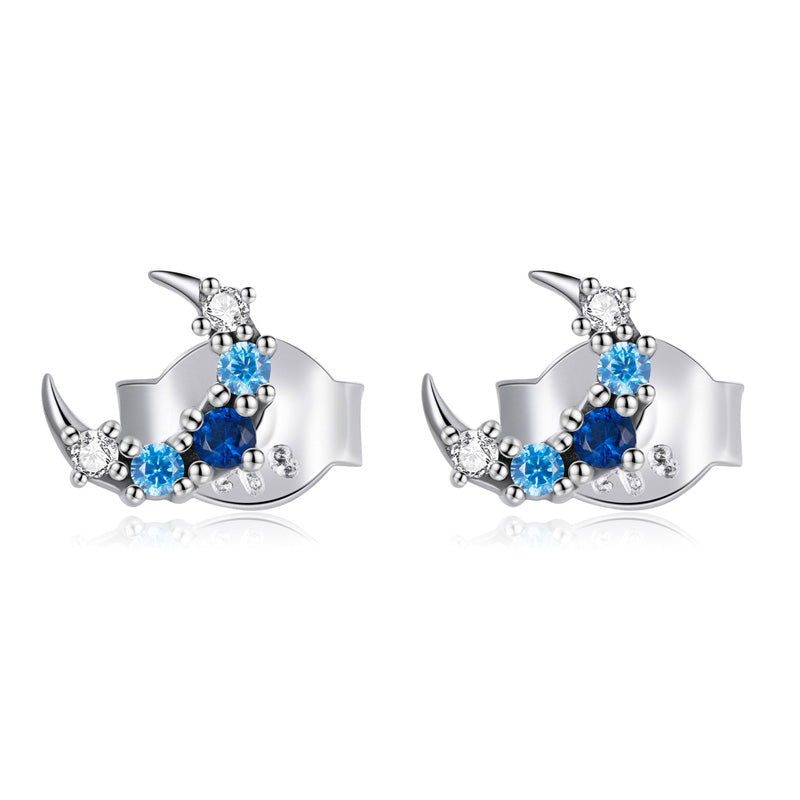 Sterling Silver Tiny Moon Stud Hypoallergenic Earrings
