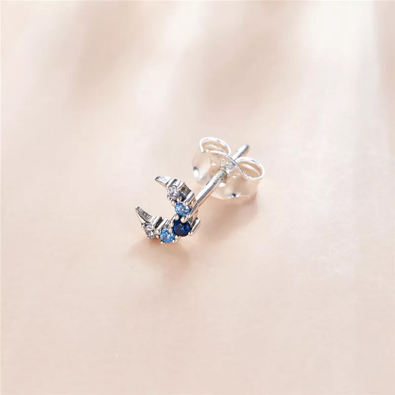 Sterling Silver Tiny Moon Stud Hypoallergenic Earrings