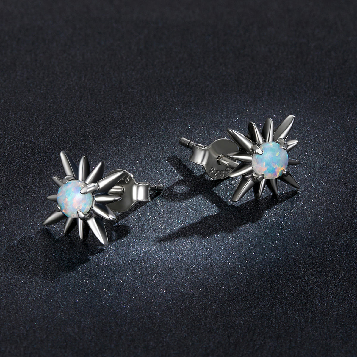Sterling Silver Opal Star Stud Hypoallergenic Earrings