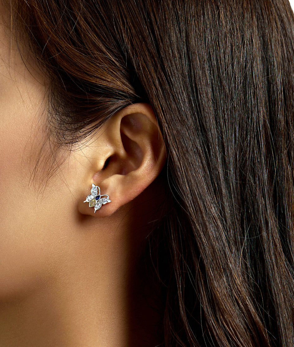 Sterling Silver Shinny Butterfly Stud Hypoallergenic Earrings