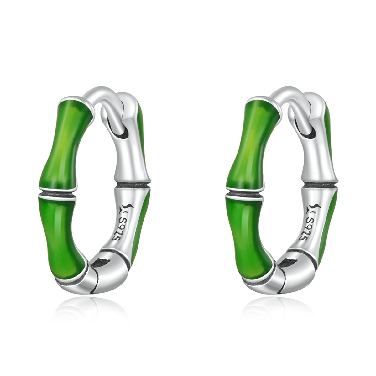 Sterling Silver Bamboo Huggie Hypoallergenic Earrings