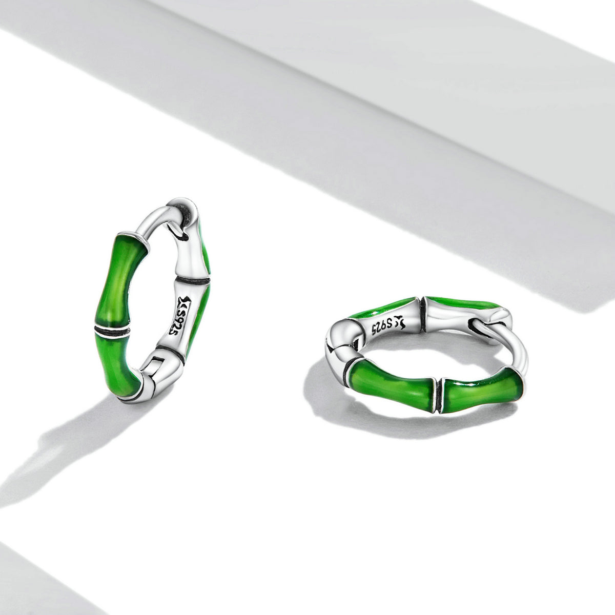Sterling Silver Bamboo Huggie Hypoallergenic Earrings