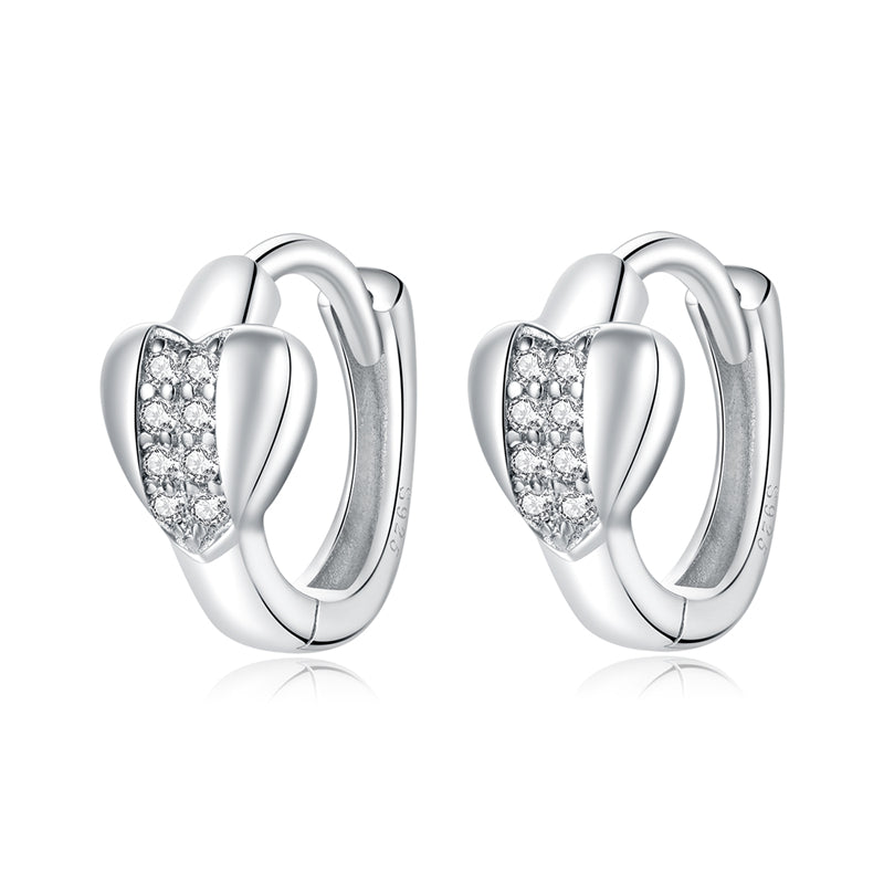 Sterling Silver Heart Of Light Huggie Hypoallergenic Earrings